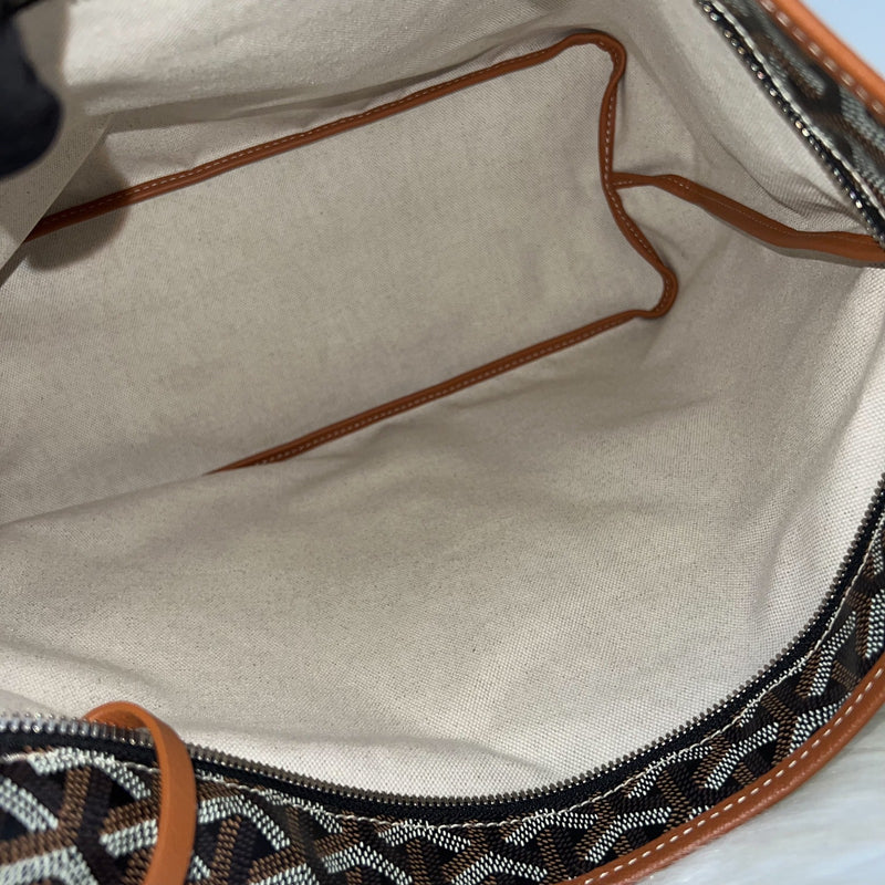 [Local Set - July 2025] Goyard Boheme PM Hobo Bag in in Black Signature Goyardine Canvas and Brown Trim