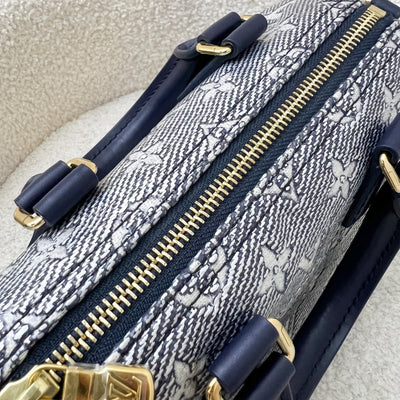 LV Limited Edition Speedy 20 Bag in Blue Monoglam Coated Canvas and GHW