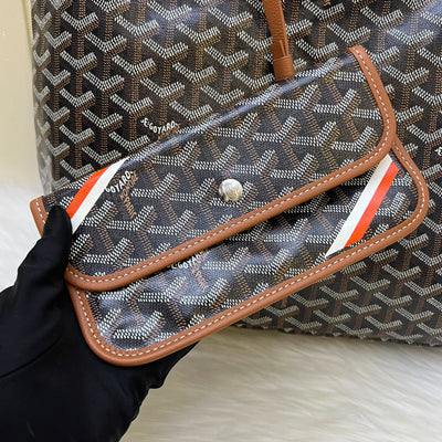 [Local Set - July 2025] Goyard Boheme PM Hobo Bag in in Black Signature Goyardine Canvas and Brown Trim