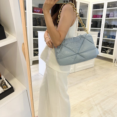 Prada Puffer Bag in Celeste Blue Nappa Lambskin and GHW