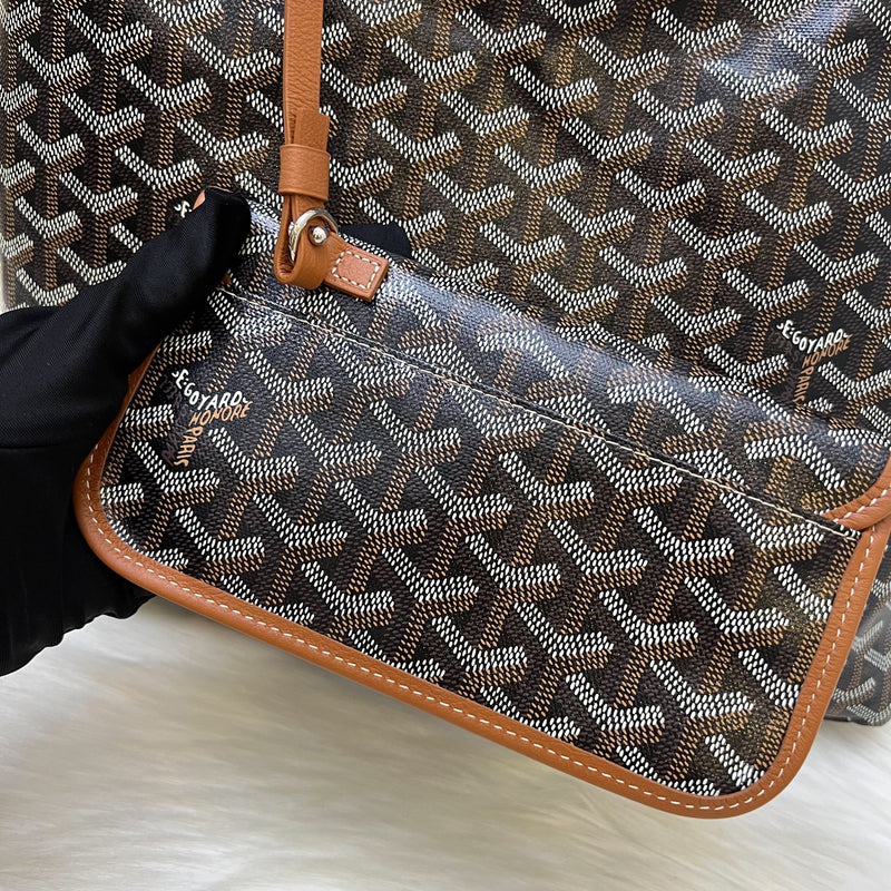 [Local Set - July 2025] Goyard Boheme PM Hobo Bag in in Black Signature Goyardine Canvas and Brown Trim