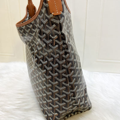 [Local Set - July 2025] Goyard Boheme PM Hobo Bag in in Black Signature Goyardine Canvas and Brown Trim