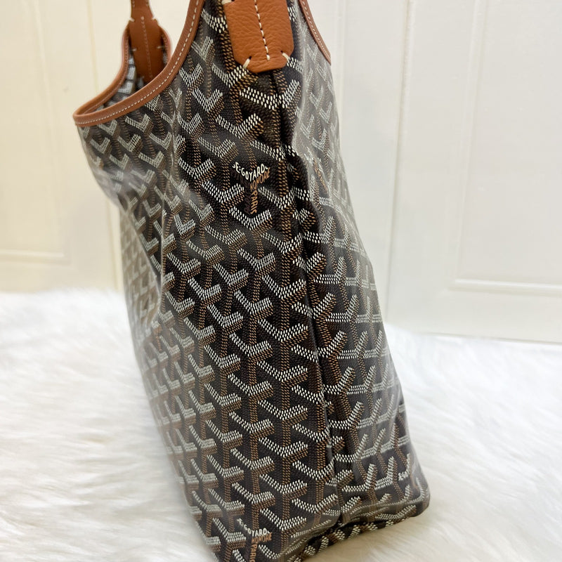 [Local Set - July 2025] Goyard Boheme PM Hobo Bag in in Black Signature Goyardine Canvas and Brown Trim