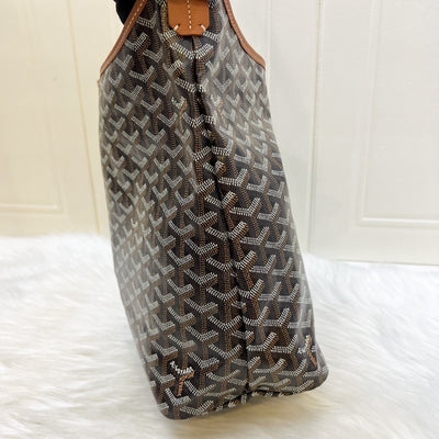 [Local Set - July 2025] Goyard Boheme PM Hobo Bag in in Black Signature Goyardine Canvas and Brown Trim