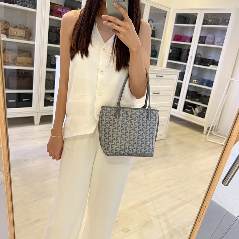 Goyard Mini Anjou in Grey Goyardine Canvas and Leather