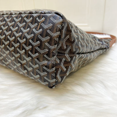 [Local Set - July 2025] Goyard Boheme PM Hobo Bag in in Black Signature Goyardine Canvas and Brown Trim