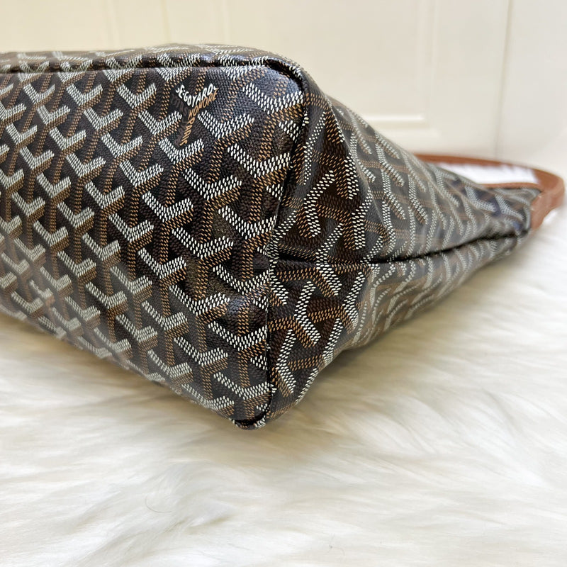 [Local Set - July 2025] Goyard Boheme PM Hobo Bag in in Black Signature Goyardine Canvas and Brown Trim