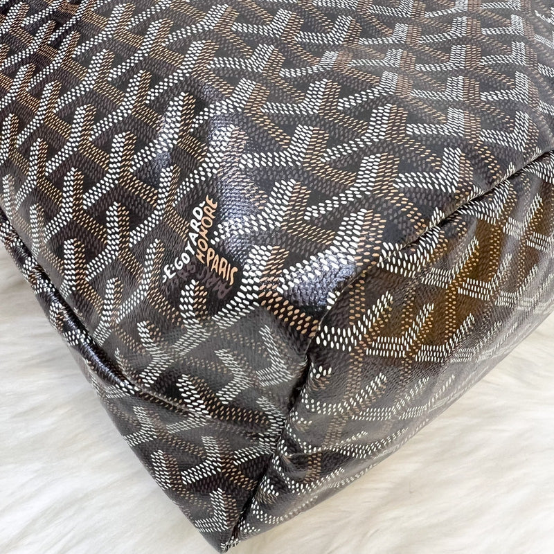 [Local Set - July 2025] Goyard Boheme PM Hobo Bag in in Black Signature Goyardine Canvas and Brown Trim