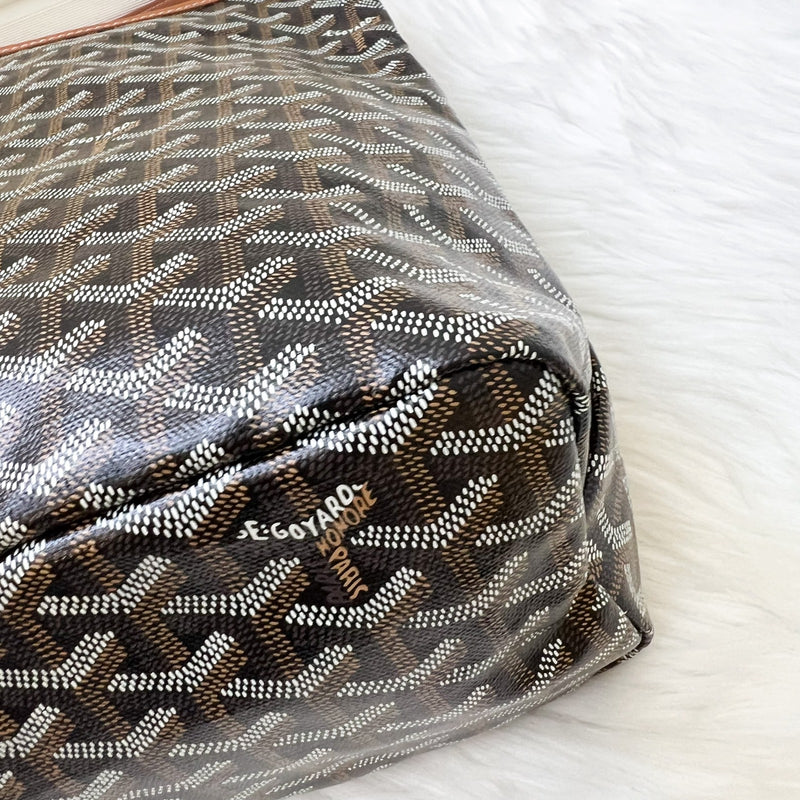 [Local Set - July 2025] Goyard Boheme PM Hobo Bag in in Black Signature Goyardine Canvas and Brown Trim