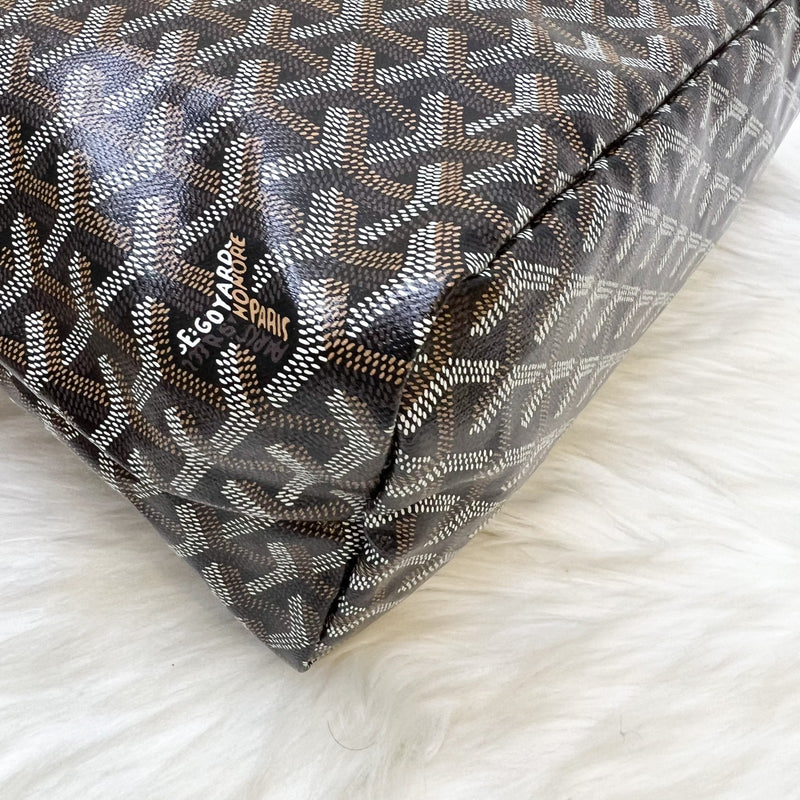 [Local Set - July 2025] Goyard Boheme PM Hobo Bag in in Black Signature Goyardine Canvas and Brown Trim