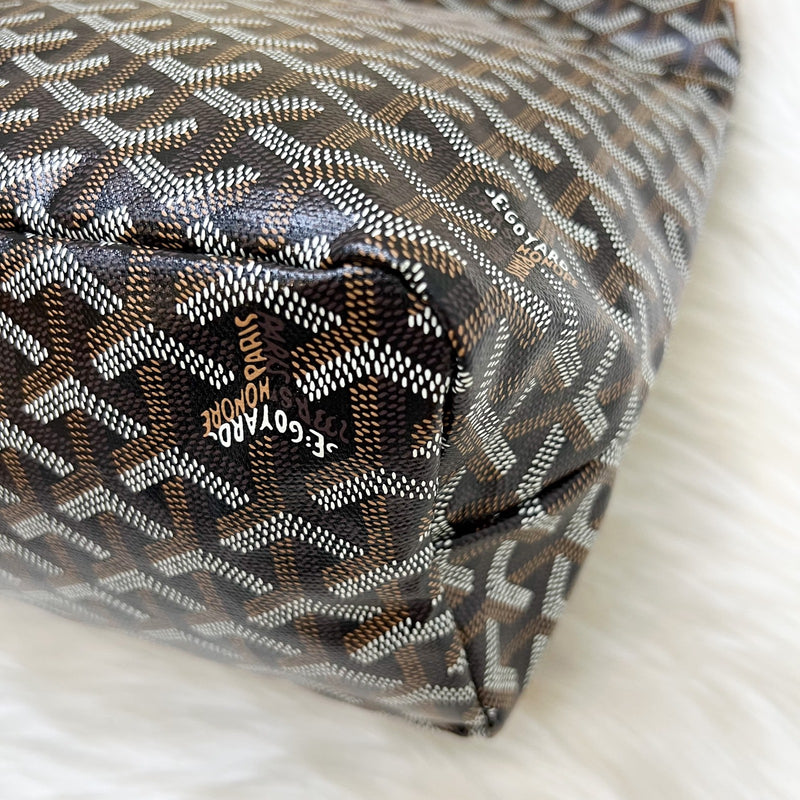 [Local Set - July 2025] Goyard Boheme PM Hobo Bag in in Black Signature Goyardine Canvas and Brown Trim