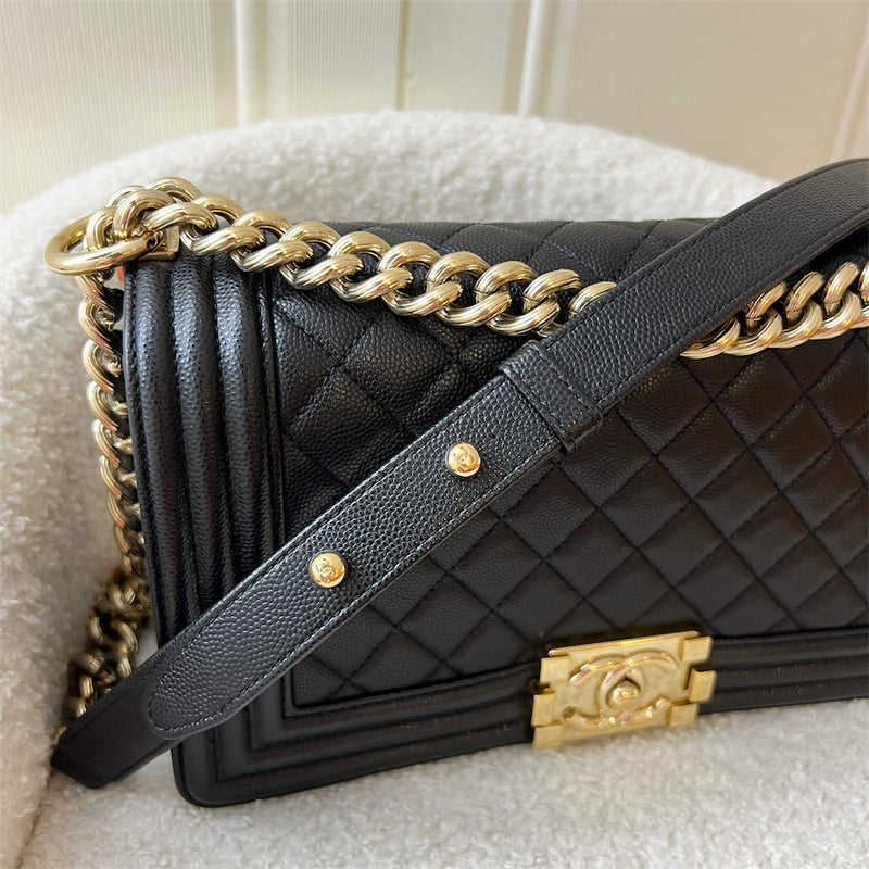 Chanel Medium 25cm Boy Flap in Black Caviar Shiny GHW