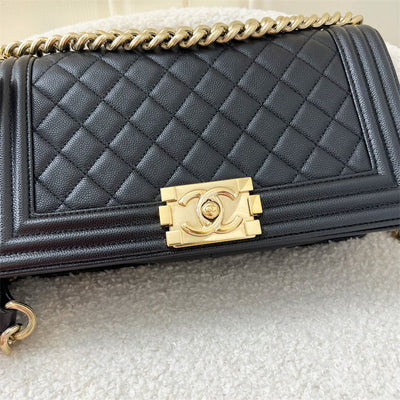 Chanel Medium 25cm Boy Flap in Black Caviar Shiny GHW