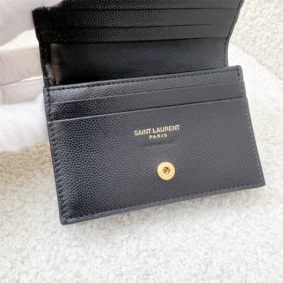 Saint Laurent YSL Cassandre Matelasse Bi-fold Wallet in Black Grained Calfskin and GHW
