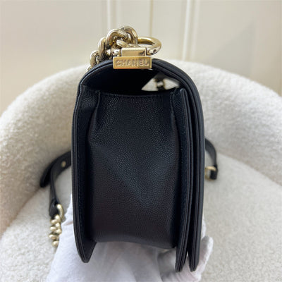 Chanel Medium 25cm Boy Flap in Black Caviar Shiny GHW