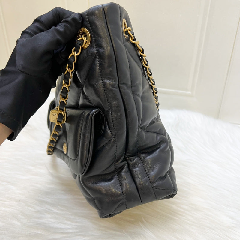 [Brand New - Oct 2025] Chanel 25K Shoulder Shopping Bag in Black Lambskin and AGHW