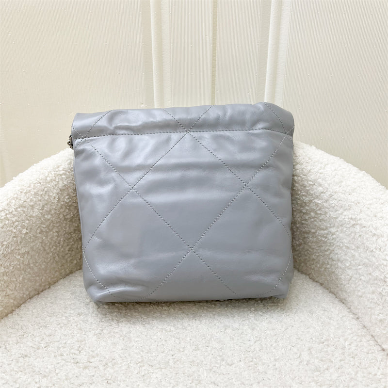 Chanel 22 Mini Hobo Handbag in Grey Shiny Calfskin and AGHW