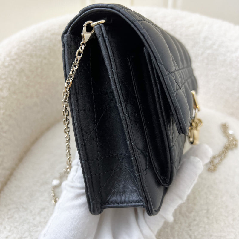 Dior Miss Dior Chain Pouch / Wallet on Chain WOC in Black Lambskin LGHW