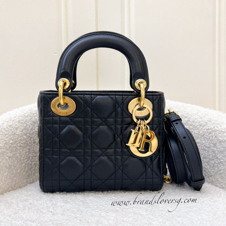 Dior Mini Lady Dior in Black Lambskin and GHW