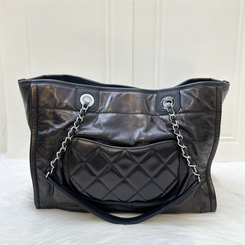 Chanel Deauville Medium Tote in Black Shiny Calfskin and SHW