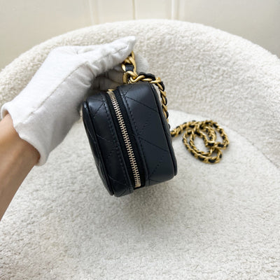 Chanel 22A Afternoon Tea Vanity / Clutch with Chain in Black Lambskin and AGHW