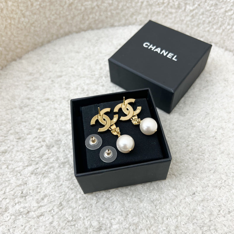 Chanel 18B Dangling Earrings with Crystals, Pearl and AGHW