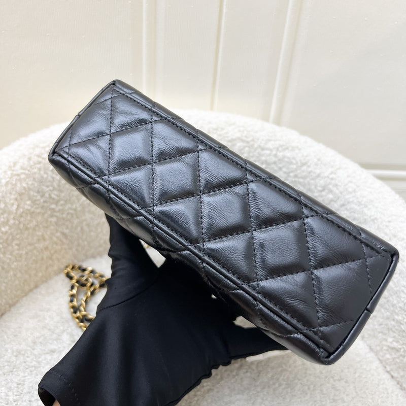 [Brand New - Nov 2024] Chanel Mini / Small Kelly Bag in 25C Black Shiny Distressed Calfskin and AGHW (Model: AS4416)