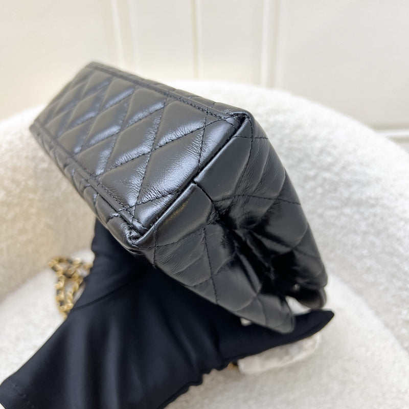 [Brand New - Nov 2024] Chanel Mini / Small Kelly Bag in 25C Black Shiny Distressed Calfskin and AGHW (Model: AS4416)