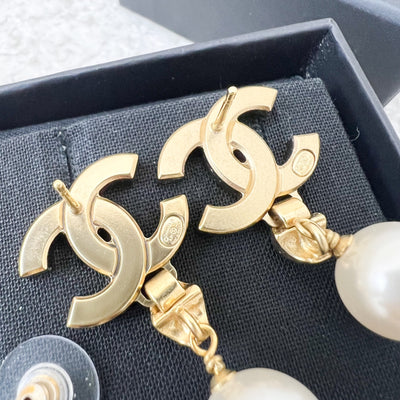 Chanel 18B Dangling Earrings with Crystals, Pearl and AGHW