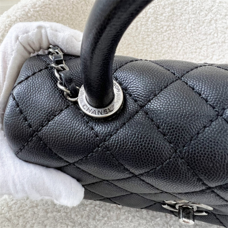 Chanel Small 24cm Coco Handle Flap in Black Caviar and RHW