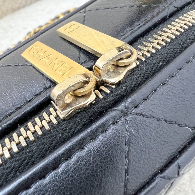 Chanel 22A Afternoon Tea Vanity / Clutch with Chain in Black Lambskin and AGHW