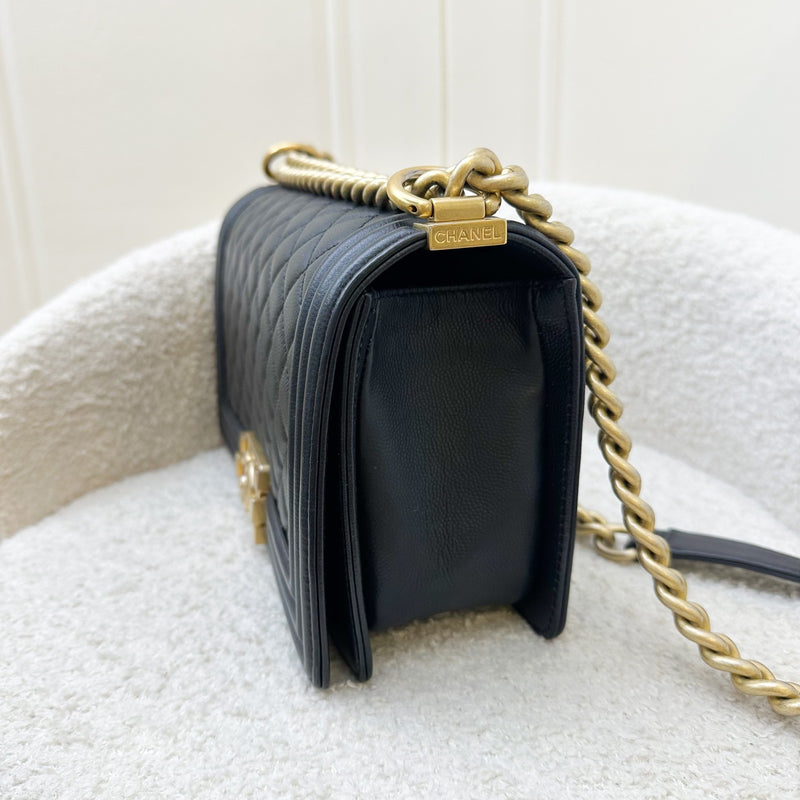 Chanel Medium 25cm Boy Flap in Black Caviar and AGHW