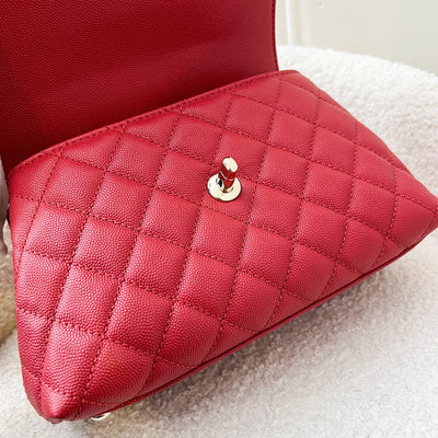 Chanel Small 24cm Coco Handle Flap in 22P Lipstick Red Caviar and LGHW