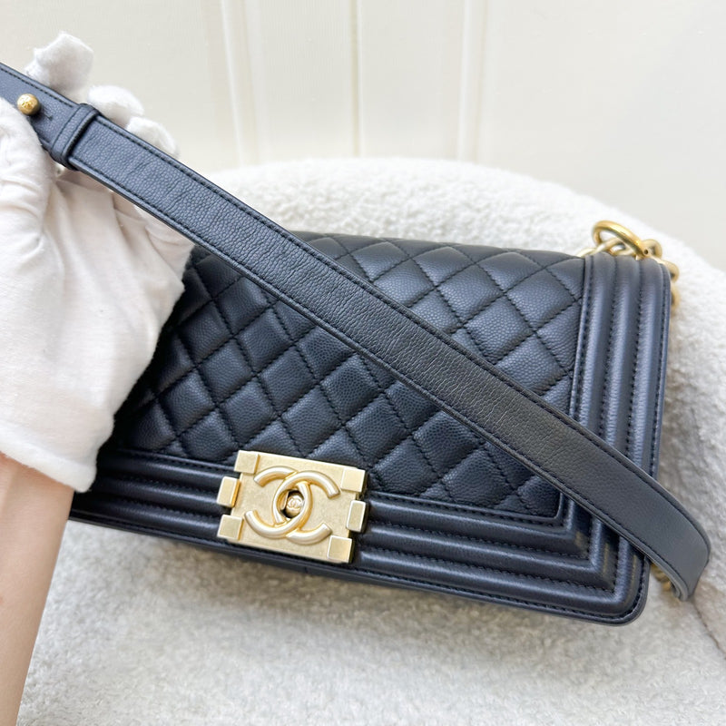 Chanel Medium 25cm Boy Flap in Black Caviar and AGHW