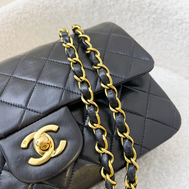 Chanel Vintage Small Classic Flap CF in Black Lambskin ands 24K GHW