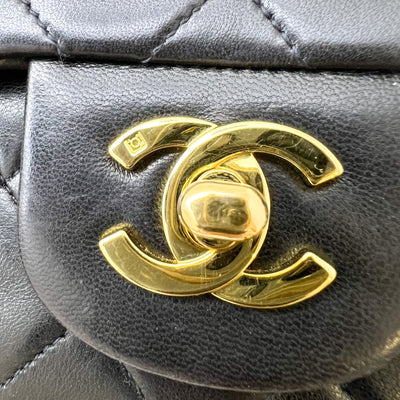 Chanel Vintage Small Classic Flap CF in Black Lambskin ands 24K GHW
