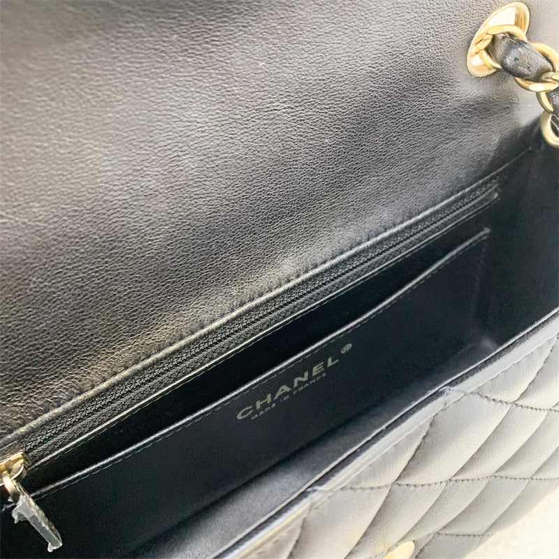 Chanel Mini Rectangle Classic Flap in Black Lambskin and AGHW