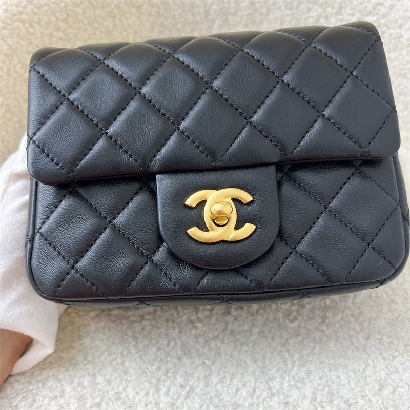 Chanel Pearl Crush Mini Square Flap in Black Lambskin AGHW