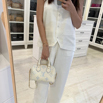 LV Milky Way Speedy 20 in Latte and Candy Blue Giant Monogram Empreinte Leather and GHW