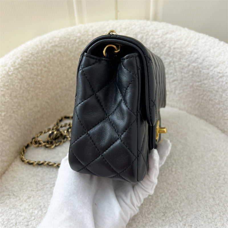 Chanel Pearl Crush Mini Square Flap in Black Lambskin AGHW