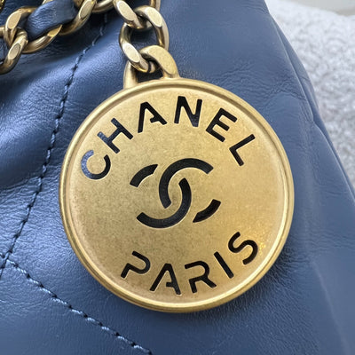 Chanel 22 Mini Hobo Bag in Blue Calfskin and AGHW