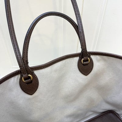 Gucci Ophidia Medium Tote in GG Supreme Canvas with Brown Leather Trim