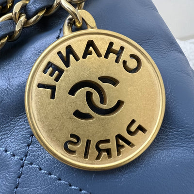 Chanel 22 Mini Hobo Bag in Blue Calfskin and AGHW