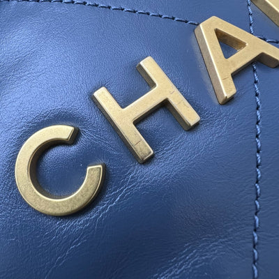 Chanel 22 Mini Hobo Bag in Blue Calfskin and AGHW