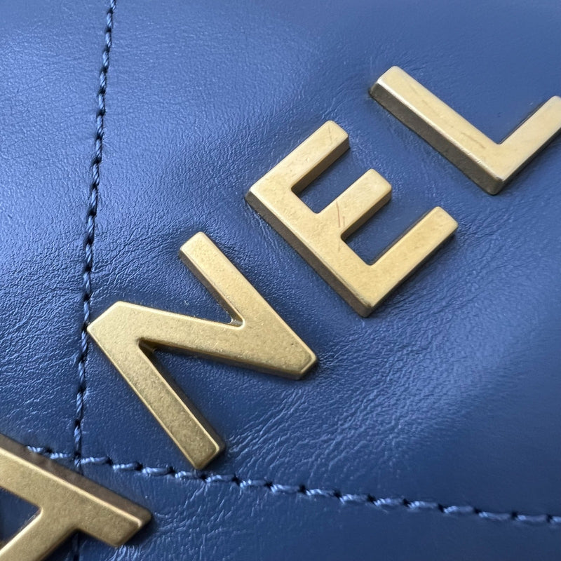 Chanel 22 Mini Hobo Bag in Blue Calfskin and AGHW