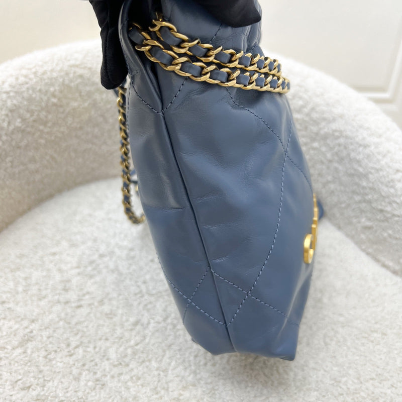 Chanel 22 Mini Hobo Bag in Blue Calfskin and AGHW
