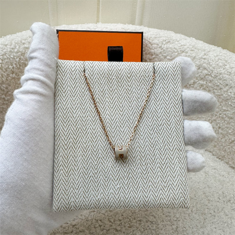 Hermes Mini Pop H Necklace in Marron Glace Enamel RGHW