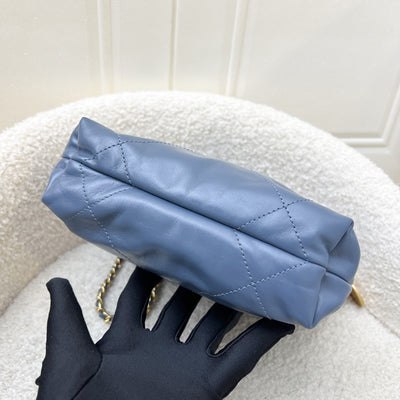 Chanel 22 Mini Hobo Bag in Blue Calfskin and AGHW