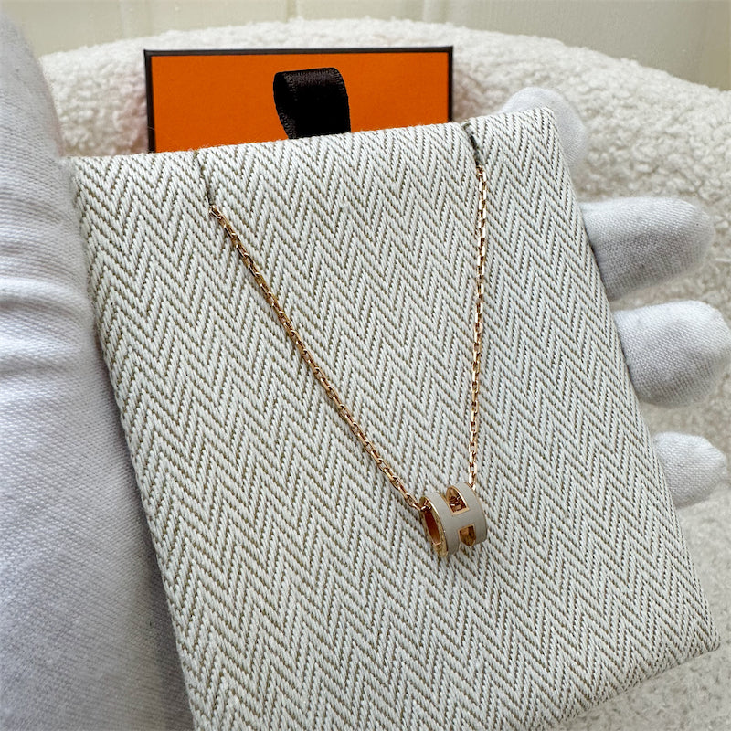 Hermes Mini Pop H Necklace in Marron Glace Enamel RGHW