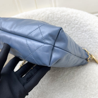 Chanel 22 Mini Hobo Bag in Blue Calfskin and AGHW